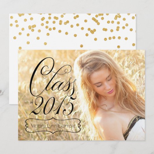 2015年の女子写真クラス卒業 招待状 (正面/裏面)