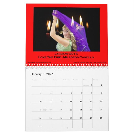 2015年のBellydanceのカレンダー カレンダー (1月 2027)