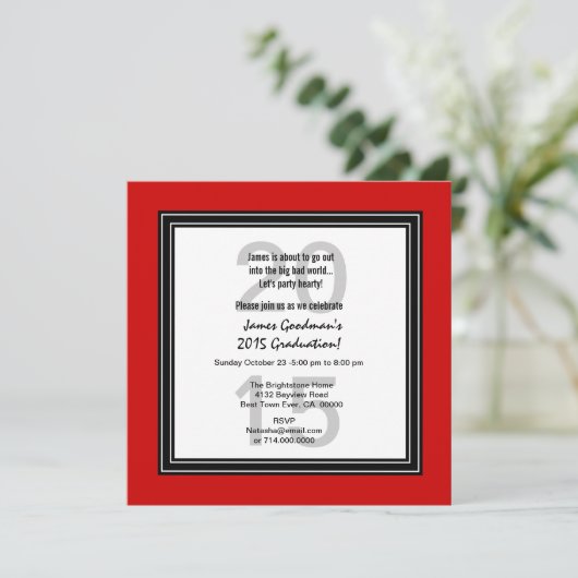 2015年または任意の年の卒業白黒V07C 招待状 (スタンド正面)