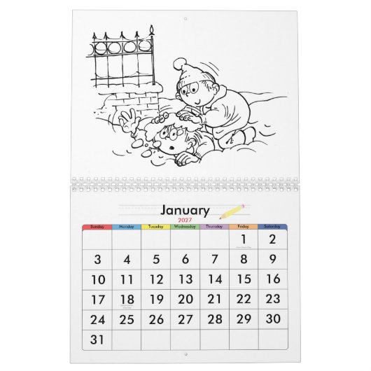 2015年カスタムのカレンダーの色のペー子供へジ カレンダー (1月 2027)