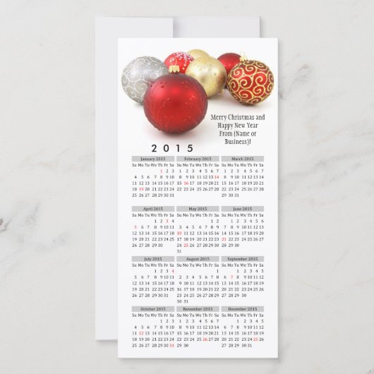 2015年カレンダークリスマス印象付きビジネス シーズンカード (正面)