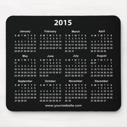 2015年カレンダー 白黒 ビジネス マウスパッド (正面)