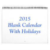 2015年カレ空白のンダー（祝日あり） カレンダー (カバー)