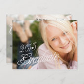 2015年ガーリー写真卒業パーティー招待状 インビテーションポストカード (正面/裏面)