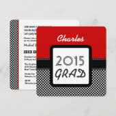 2015年クラスまたは任意年度の赤黒の小切手A10A 招待状 (正面/裏面)