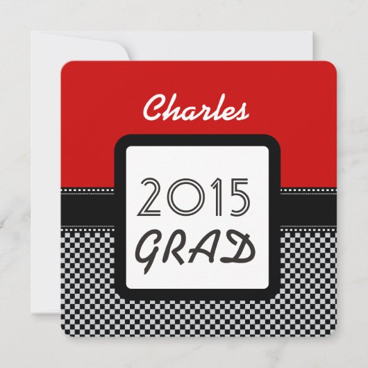 2015年クラスまたは任意年度の赤黒の小切手A10A 招待状 (正面)