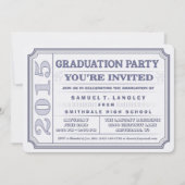 2015年スチールブルー卒業パーティーチケット招待状 招待状 (正面)