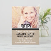 2015年ストライプ卒業2015招待状のB&Wクラス 招待状 (スタンド正面)