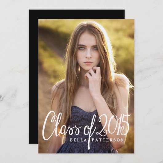 2015年写真卒業パーティーのシックなクラス 招待状 (正面/裏面)