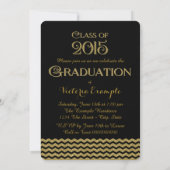 2015年卒業のブラックと金ゴールドのシェブロンのクラス 招待状 (裏面)