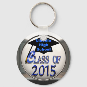 2015年卒業キーチェーンのシルバー&ブルークラス キーホルダー