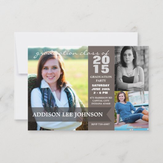 2015年卒業パーティー-高級なバナーコラージュ 招待状 (正面)