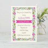 2015年度ピンクとアクアの花柄卒業式 招待状 (スタンド正面)