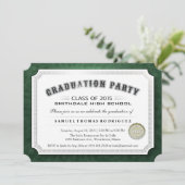 2015年度卒業証書グリーン＆ホワイト招待状 招待状 (スタンド正面)