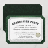 2015年度卒業証書グリーン＆ホワイト招待状 招待状 (正面/裏面)