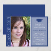 2015年度 伝統的な卒業式(ネイビーブルー) 招待状 (正面/裏面)