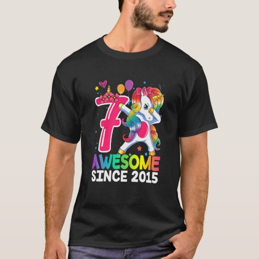 2015年素晴らし以来の子供たちダビングUnicorn 7th Birthd Tシャツ (正面)
