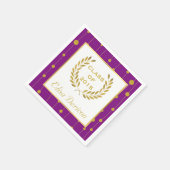 2015年金ゴールド月桂冠リースパープル卒業 スタンダードカクテルナプキン (角)