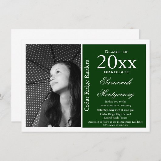 2015年高校卒業発表グリーン 招待状 (正面/裏面)