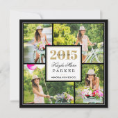 2015年 おしゃれな写真コラージュ 卒業おめでとう 招待状 (正面)