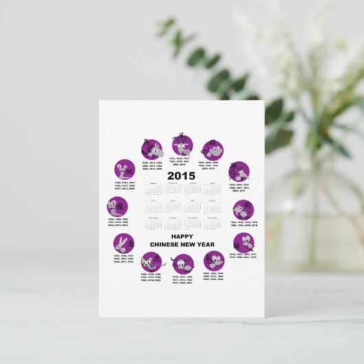 2015年〔占星術の〕十二宮図カレ中国のンダー、新中国の年度のお祝い ポストカード