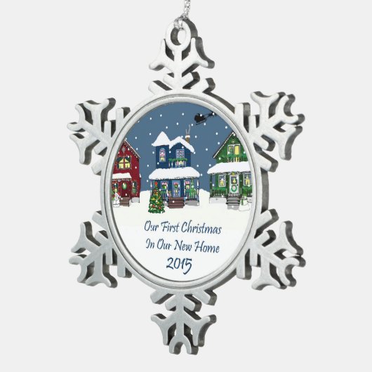 2015新しい家の第1クリスマス スノーフレークピューターオーナメント (右)