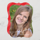 2015 卒業式 優秀な卒業生 | 卒業式 発表 赤 招待状 (正面/裏面)