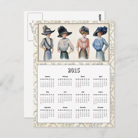 2015 Edwardianファッションカレンダーはがき ポストカード (正面/裏面)