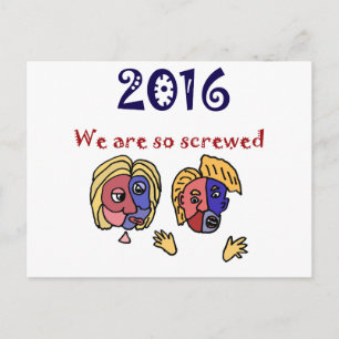 2016おもしろい年選挙フラストレーション漫画 ポストカード