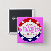 2016のピンクスクエア。 硬貨は大統領のためのヒラリーを明らかにします 缶バッジ (正面&裏面)