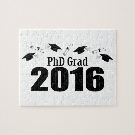 2016の帽子および免状(黒)のPhDの卒業生のクラス ジグソーパズル (横)