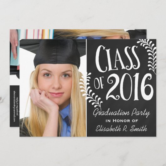 2016エレガント年卒業党の黒板クラス 招待状 (正面/裏面)