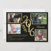 2016クアッドフォトブラックの卒業クラス 招待状 (正面)