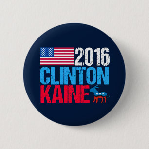2016ヒラリー・クリントンTim Kaine民主党員 缶バッジ