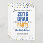 2016ブルー卒業パーティーモダン招待状 招待状 (正面/裏面)