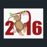 2016中国の年のサルと長寿果実 ポストカード<br><div class="desc">2016年中国の〔占星術の〕十二宮図サル樹枝長寿フルーツイラストレーションスケッチ白い背景</div>