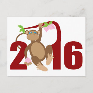 2016中国の年のサルと長寿果実 ポストカード
