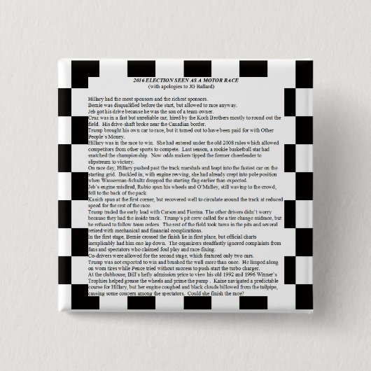 2016大統領のレース 缶バッジ (正面)