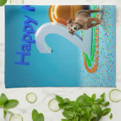 2016年おめでとう可愛い3匹の犬 キッチンタオル (折り畳み)