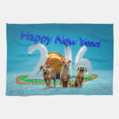 2016年おめでとう可愛い3匹の犬 キッチンタオル (横)