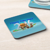 2016年おめでとう可愛い3匹の犬 コースター (左側)