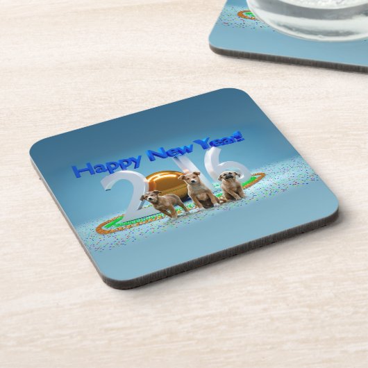 2016年おめでとう可愛い3匹の犬 コースター (左側)