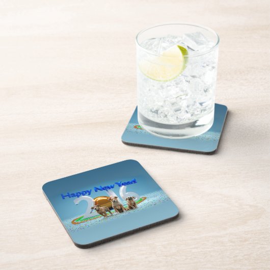 2016年おめでとう可愛い3匹の犬 コースター (右側)