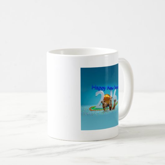 2016年おめでとう可愛い3匹の犬 コーヒーマグカップ (正面右)