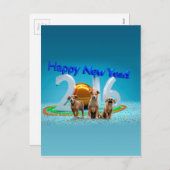 2016年おめでとう可愛い3匹の犬 シーズンポストカード (正面/裏面)