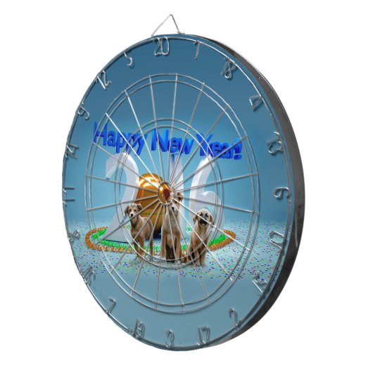 2016年おめでとう可愛い3匹の犬 ダーツボード (正面右)