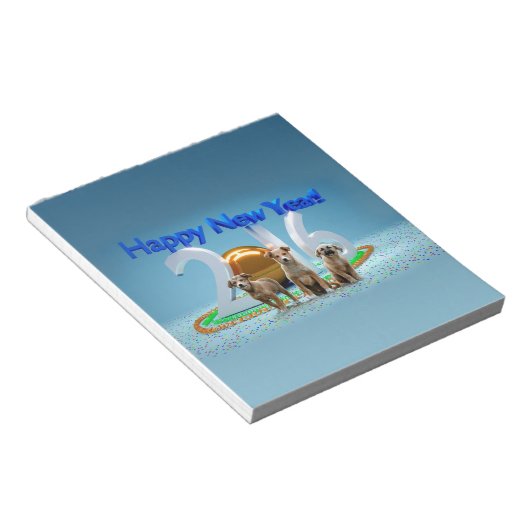 2016年おめでとう可愛い3匹の犬 ノートパッド (アングル)