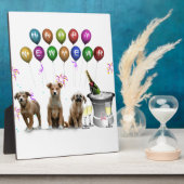 2016年おめでとう可愛い3匹の犬 フォトプラーク (側面)