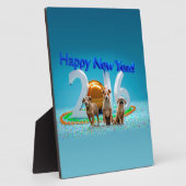 2016年おめでとう可愛い3匹の犬 フォトプラーク (側面)