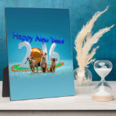 2016年おめでとう可愛い3匹の犬 フォトプラーク (側面)